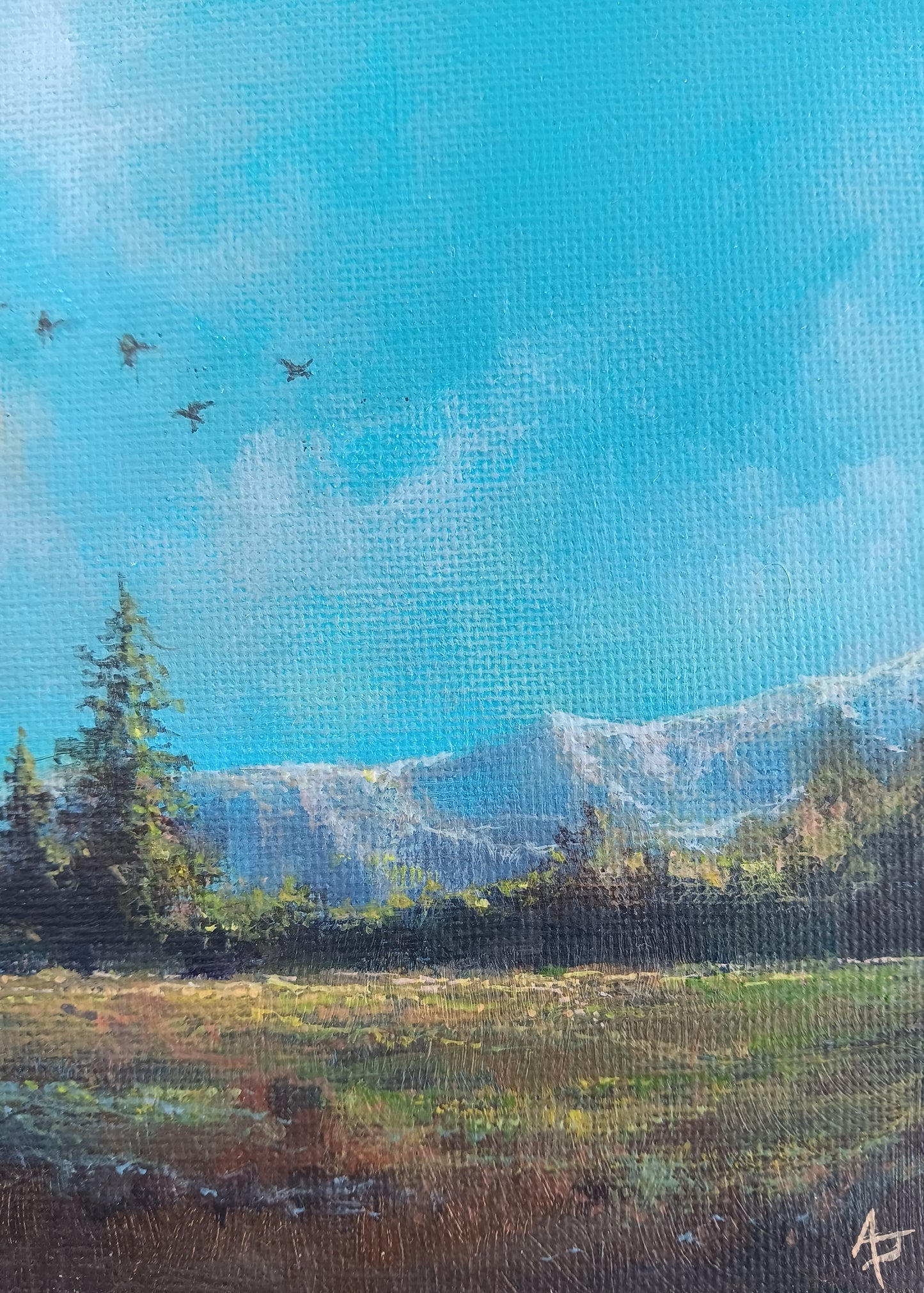 Mountain Blue | 5 x 5 Original Panel Painting