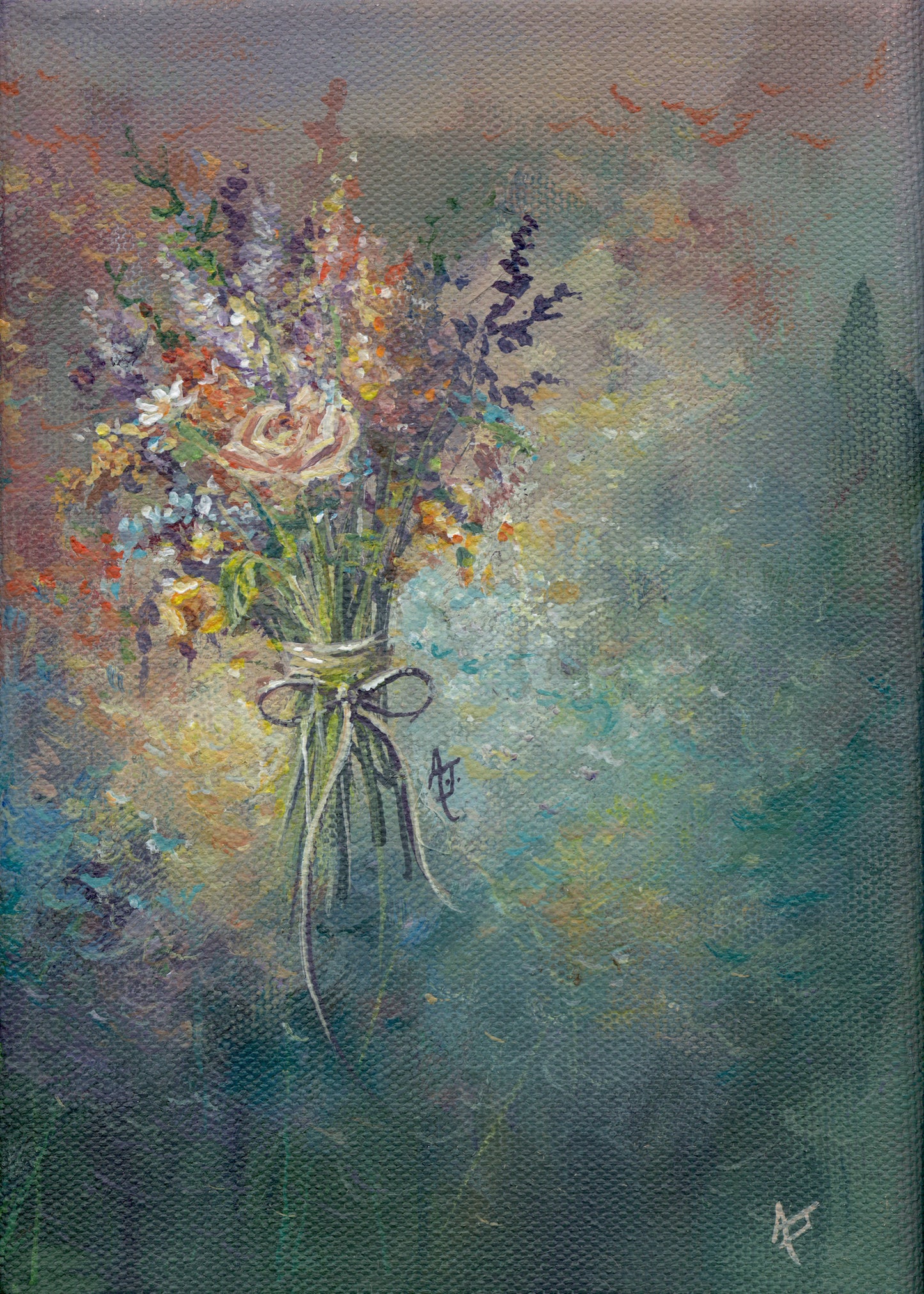 Vintage Floral | 5 x 7 Original Canvas Painting