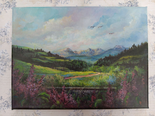 Mountain Lilacs | 9 x 12 Original Canvas Painting