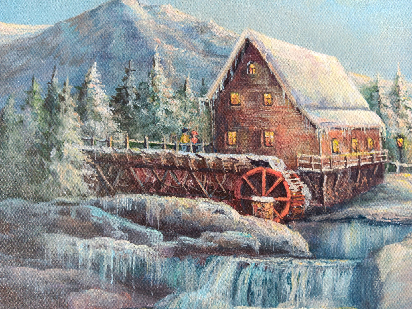 Winter Watermill | 11 x 14 Original Canvas Painting