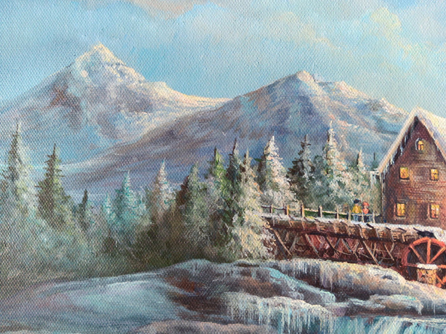 Winter Watermill | 11 x 14 Original Canvas Painting