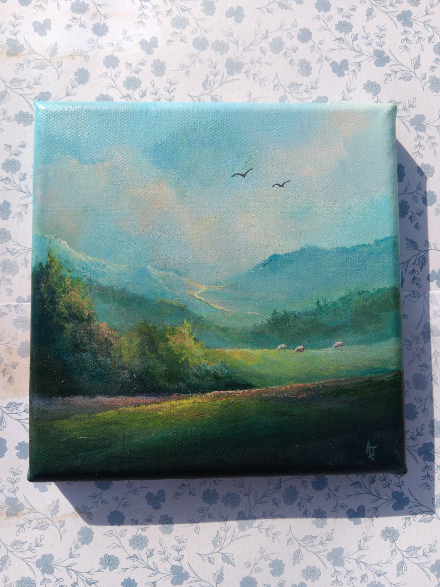 Light in the Hills | 6 x 6 Original Canvas Painting