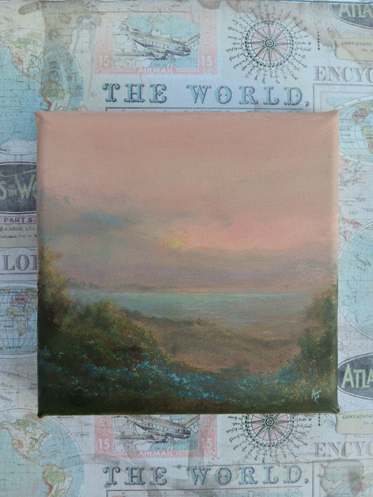 Setting Sun | 6 x 6 Original Canvas Painting