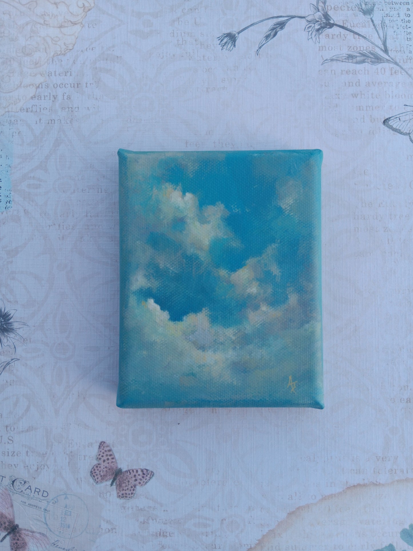 Blue and White | 4 x 5 Original Canvas Painting