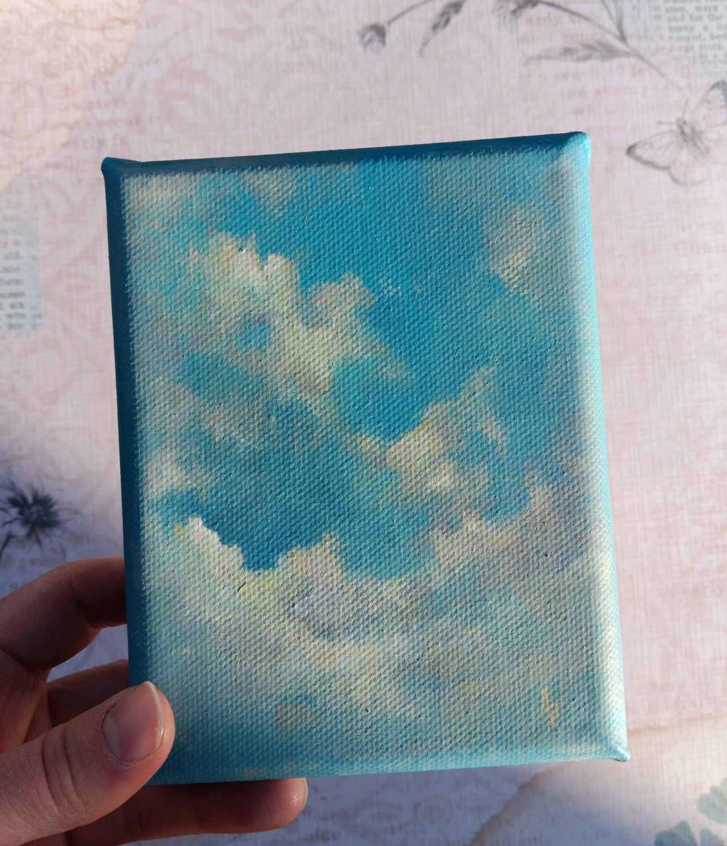 Blue and White | 4 x 5 Original Canvas Painting