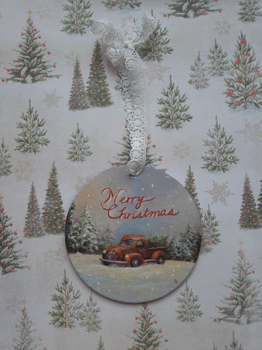 Little Red Truck | Canvas Ornament