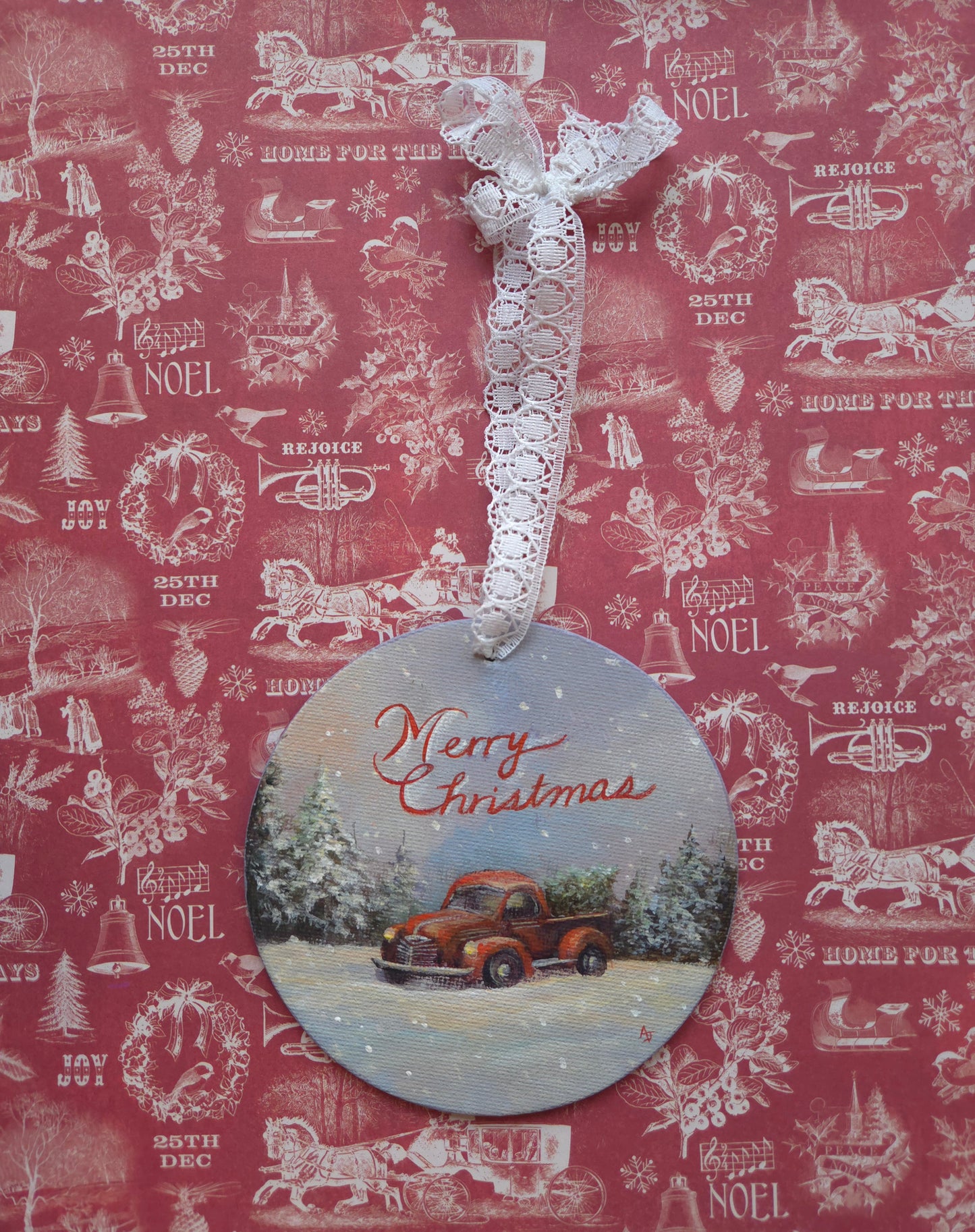 Little Red Truck | Canvas Ornament
