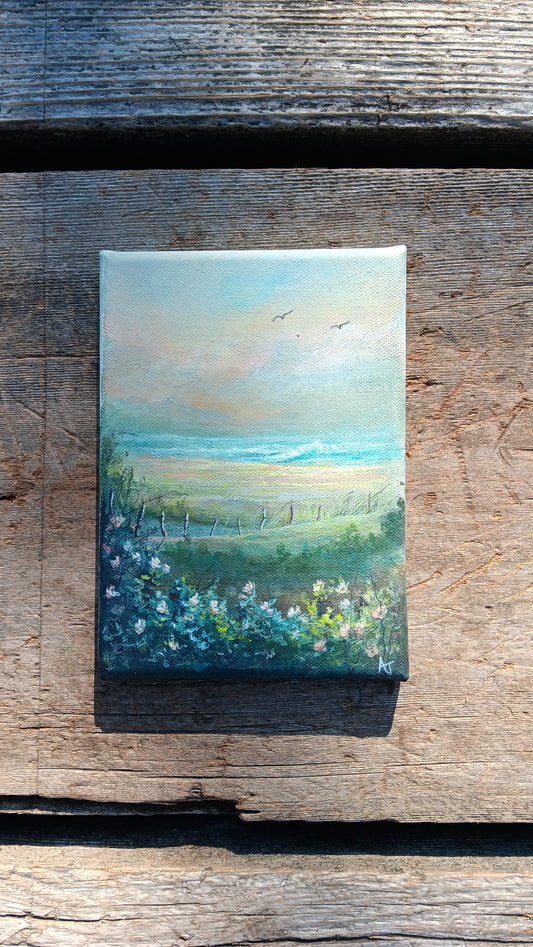 Beach Roses | 5 x 7 Original Canvas Painting