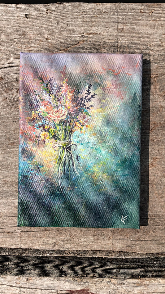 Vintage Floral | 5 x 7 Original Canvas Painting